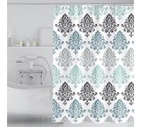 YHXBD Rideau De Douche Simple Blanc pour Salle De Bain, Rideau De Salle De Bain en Tissu Polyester À Feuilles Géométriques, Rideau De Baignoire Imperméable Et Résistant À La Moisissure,A-07,150x180CM