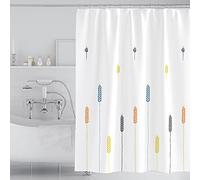 YHXBD Rideau De Douche Simple Blanc pour Salle De Bain, Rideau De Salle De Bain en Tissu Polyester À Feuilles Géométriques, Rideau De Baignoire Imperméable Et Résistant À La Moisissure,A-01,120x200CM
