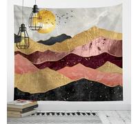 YHXBD Tapisserie murale à suspendre, géométrique abstrait sommets de montagne, oiseaux volants, toile de fond de ville, tapisserie murale pour chambre à coucher, esthétique, A-03, 100 x 75 cm