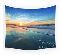 YHXBD Tapisserie murale de plage tropicale, palmiers, toile de fond, coucher de soleil, ciel bleu, nuages, paysage naturel, fond de photographie, A-08, 100 x 70 cm