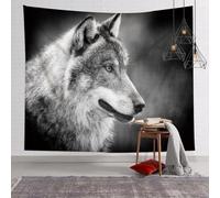 YHXBD Tapisserie murale décorative noire et blanche, animal sauvage, lion, tigre, léopard sur fond noir, tapisserie murale artistique pour chambre à coucher, esthétique, A-12, 150 x 130 cm