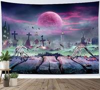 YHXBD Tapisserie murale d'Halloween à suspendre, fantôme effrayant, toile de fond pour cimetière, horreur, sang, ombres, arrière-plan, décorations de fête pour chambre à coucher, A-03,95 x 73 cm