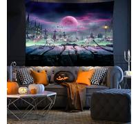 YHXBD Tapisserie murale d'Halloween à suspendre - Motif tête de mort citrouille effrayante - Toile de fond horreur - Squelette de forêt - Décorations de fête pour chambre à coucher ou dortoir - A-02