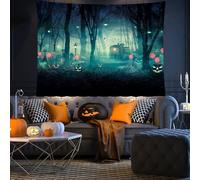 YHXBD Tapisserie murale d'Halloween à suspendre - Motif tête de mort citrouille effrayante - Toile de fond horreur - Squelette de forêt - Décorations de fête pour chambre à coucher, dortoir
