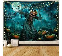 YHXBD Tapisserie murale d'Halloween à suspendre - Toile de fond effrayante effrayante - Citrouilles - Cimetière - Fantôme - Décorations de fête pour chambre à coucher - A-01, 230 x 150 cm