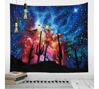 YHXBD Tapisserie murale motif arbre ciel nocturne à suspendre, coloré, abstrait, soleil, lune, ciel étoilé, affiche esthétique pour chambre à coucher, décoration de dortoir, A-01, 100 x 75 cm