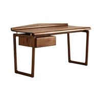 YHxFlux Bureau d'ordinateur Bureau d'étude en Bois Massif avec tiroir, Bureau Vintage Noyer Noir Cadre Stable pour étudier(M)