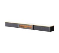 YHxFlux Étagère murale flottante pour téléviseur - Support moderne avec lumières LED - Gain de place - Console multimédia avec porte en verre et tiroirs pour téléviseurs (gris, 200 cm)