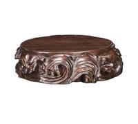 YHxFlux Facile à déplacer Base de bonsaï Ronde avec Sculpture en Relief, Vase, théière, présentoir ébène(Petit)