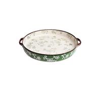 YHxFlux Plat de lasagne Home Creative Double Ear Ceramic Baking Tray, Underglaze Color, High-temperature Resistant Multifunctional Pizza pour Four(Green)