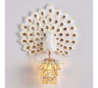 YHYAI Applique Murale LED Paon en Cristal, Applique Murale d'intérieur dorée, Design Moderne en résine représentant Un Paon, Lampe décorative de Luxe pour Chambre, Salon, Villa, Verte