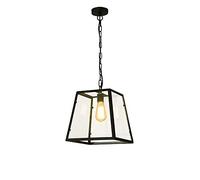 YHYAI Suspension Industrielle Vintage carrée Simple et créative, Abat-Jour rectangulaire en Verre Transparent et Fer, Style rétro, E27, Edison, en métal Noir, pour Restaurant et Bar