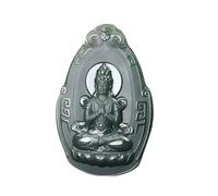 YHYQiFei Pendentif amulette en jade naturelle néphrite quan yin sculptée à la main porte-bonheur porte-bonheur Feng Shui chinois, 2.4 - 3 inch, Jade d'Hétien, Jade d'Héti