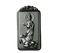 YHYQiFei Pendentif amulette en jade naturelle néphrite quan yin sculptée à la main porte-bonheur porte-bonheur Feng Shui chinois, Jade d'Hétien, Pendentif Quan Yin en jade néphrite naturelle