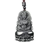 YHYQiFei Pendentif amulette en jade naturelle néphrite quan yin sculptée à la main porte-bonheur porte-bonheur Feng Shui chinois, Jade d'Hétien, Pendentif Quan Yin en jade néphrite naturelle