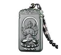 YHYQiFei Pendentif amulette en jade naturelle néphrite quan yin sculptée à la main porte-bonheur porte-bonheur Feng Shui chinois, Jade d'Hétien, Pendentif Quan Yin en jade néphrite naturelle