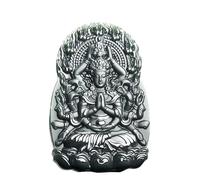 YHYQiFei Pendentif amulette en jade naturelle néphrite quan yin sculptée à la main porte-bonheur porte-bonheur Feng Shui chinois, Jade d'Hétien, Pendentif Quan Yin en jade néphrite naturelle