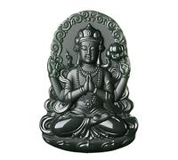 YHYQiFei Pendentif amulette en jade naturelle néphrite quan yin sculptée à la main porte-bonheur porte-bonheur Feng Shui chinois, Jade d'Hétien, Pendentif Quan Yin en jade néphrite naturelle