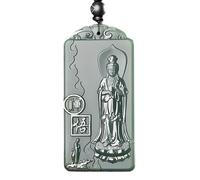 YHYQiFei Pendentif amulette en jade naturelle néphrite quan yin sculptée à la main porte-bonheur porte-bonheur Feng Shui chinois, Jade d'Hétien, Pendentif Quan Yin en jade néphrite naturelle