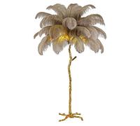 YHYYU Lampadaire sur Pied Salon, Lampadaire LED Plume d'autruche Naturelle avec une Ampoule LED, Chambre Moderne Luxe Lampe sur Pied pour Villa Bureau Hôtel Salon Chambre (Brun, 120cm)