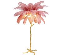 YHYYU Lampadaire sur Pied Salon, Lampadaire LED Plume d'autruche Naturelle avec une Ampoule LED, Chambre Moderne Luxe Lampe sur Pied pour Villa Bureau Hôtel Salon Chambre (Rose, 120cm)