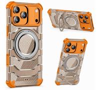 YHZXT Coque avec anneau support pour iPhone 18 Pro, coins rembourrés | Bords surélevés de l'écran et de l'appareil photo, dos semi-transparent, coque rigide en polycarbonate, couche souple en TPU
