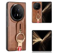 YHZXT Coque pour Honor Magic V5, étui de téléphone portable rétro en polyuréthane avec dragonne marron