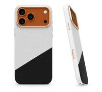 YHZXT Coque texturée color-block compatible avec iPhone 18 Pro, bicolore, gris-noir (gris-noir)