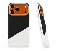 YHZXT Coque texturée color-block compatible avec iPhone 18 Pro, bicolore, gris-noir (noir-blanc)