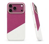 YHZXT Coque texturée color-block compatible avec iPhone 18 Pro, bicolore, gris-noir (rouge-blanc)