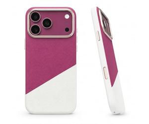 YHZXT Coque texturée color-block compatible avec iPhone 18 Pro, bicolore, gris-noir (rouge-blanc)