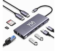 YIA Dock Pro Station d'accueil pour ordinateur portable 14 en 1 Triple Display Hub avec double HDMI et DisplayPort 4K @ 60 Hz 100 W PD, lecteur de carte SD/TF Ethernet USB-C et ports USB-A en