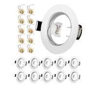 Yiahin Projecteurs Spot Encastrable GU10 Set Cadre Avec Douille Céramique GU10, Blanc Mat Rond Cadre de Montage Spot LED, Ouverture Ø55mm-70mm, Pour Spots de Plafond, Lot de 10
