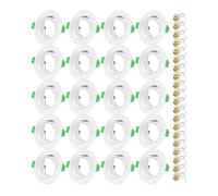 Yiahin Projecteurs Spot Encastrable GU10 Set Cadre Avec Douille Céramique GU10, Rond Blanc Mat Cadre de Montage Spot LED, Orientable A 30°, Ouverture Ø68mm-80mm, Pour Spots de Plafond, Lot de 20