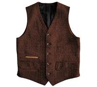Yiaisafa Gilet business pour homme en tweed Jaged - Vintage - Rétro - Pour mariage - Taille S à 3XL, marron, XXXL