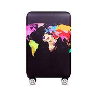 YianBestja Elastique Housse De Valise Luggage Cover, Protection De Valise Housse Bagage Voyager Protecteur Couverture pour 18-32 Pouce Valise (World Map, S (18-21 inch Luggage Case))