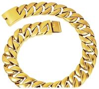 YiAngjGBq Collier hip-hop, chaîne lourde de 24 mm de large cubaine pour homme en acier inoxydable argenté (or, 65 cm)