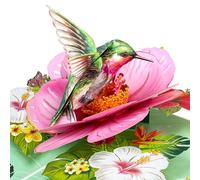 YianHien Carte Anniversaire Femme avec Colibri et Hibiscus, Élégante Pop Up Carte Fête des Mères, Carte de Vœux Faite à La Main pour Maman, Grand-Mère, Petite Amie, Épouse, Cadeau Anniversaire
