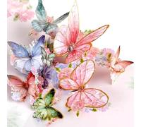 YianHien Carte Anniversaire Pop-Up Papillon, 3D Rose Romantique Papillons Carte Fête des Mères pour Maman Grand-Mère Petite Amie Femme, Carte de Voeux Parfaite pour Anniversaire & Mariage Cadeau