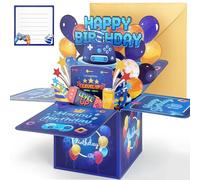 YianHien Carte d'anniversaire Happy Birthday, carte pop-up 3D avec manette de jeu « Level Up », cadeau d'anniversaire pour garçon, fils, petit-fils, neveu, frère, décoration d'anniversaire cool pour