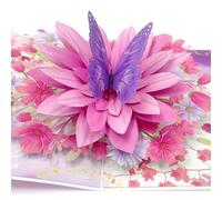 YianHien Carte Pop Up avec Fleurs de Fleurs et Papillons Rose, Élégante Carte Fête des Mères pour Maman, Carte de Vœux Faite à La Main pour Maman, Grand-mère, Petite Amie, Épouse, Cadeau Anniversaire