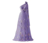 YIANN Robe de bal en tulle brodée de fleurs pour femmes, robes de soirée formelles à une épaule florale, lavande, 40