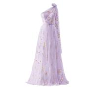 YIANN Robe de bal en tulle brodée de fleurs pour femmes, robes de soirée formelles à une épaule florale, lilas, 34