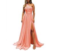 YIANN Robe de demoiselle d'honneur pour femme, robe de soirée froncée à une épaule, corail, 38