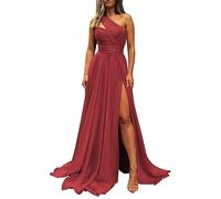 YIANN Robe de demoiselle d'honneur pour femme, robe de soirée froncée à une épaule, Rose désert, 42