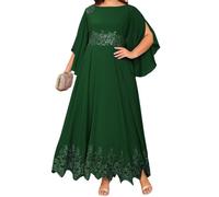 YIANN Robe de mère de la mariée à manches flottantes pour femme avec dentelle à paillettes longue robe de soirée formelle, vert émeraude, 48 Grande taille