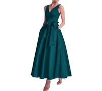 YIANN Robe de mère de la mariée en satin avec poches, sans manches, longue robe de soirée formelle, bleu sarcelle, 44