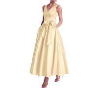 YIANN Robe de mère de mariée en satin pour femmes avec poches, robe longue sans manches de soirée formelle, champagne, 46