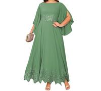 YIANN Robe de Mère du Marié en Eucalyptus pour Femme avec Manches en Mousseline de Soie, Robe de Taille Grande, Robe de Mariage Formelle pour Invitée UK32