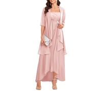 YIANN Robe de soirée formelle en mousseline de soie pour femme avec veste, rose, 58 plus